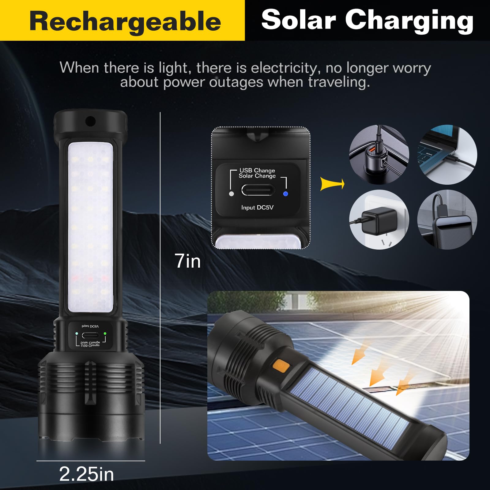 B013 COB side light provides nearby area illumination for tents or workspaces.
