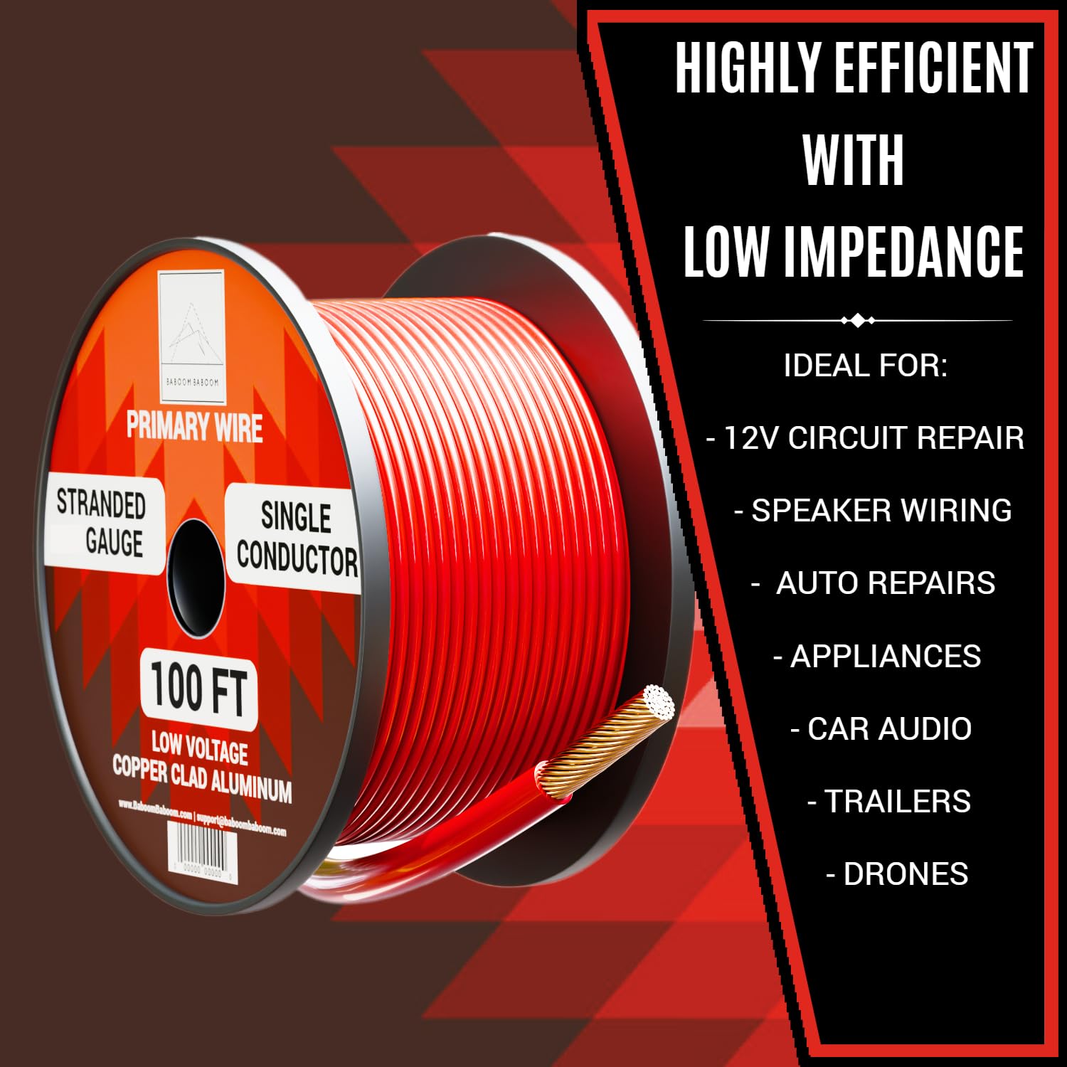 BABOOM 14-gauge wire with PVC jacket ready for insulation and protection.