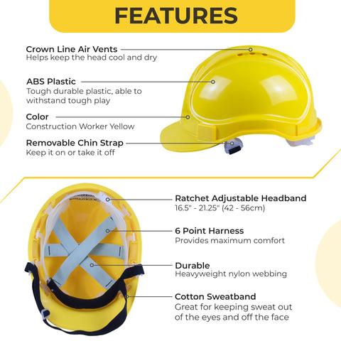 Babu Works child hard hat made from ABS plastic in construction yellow