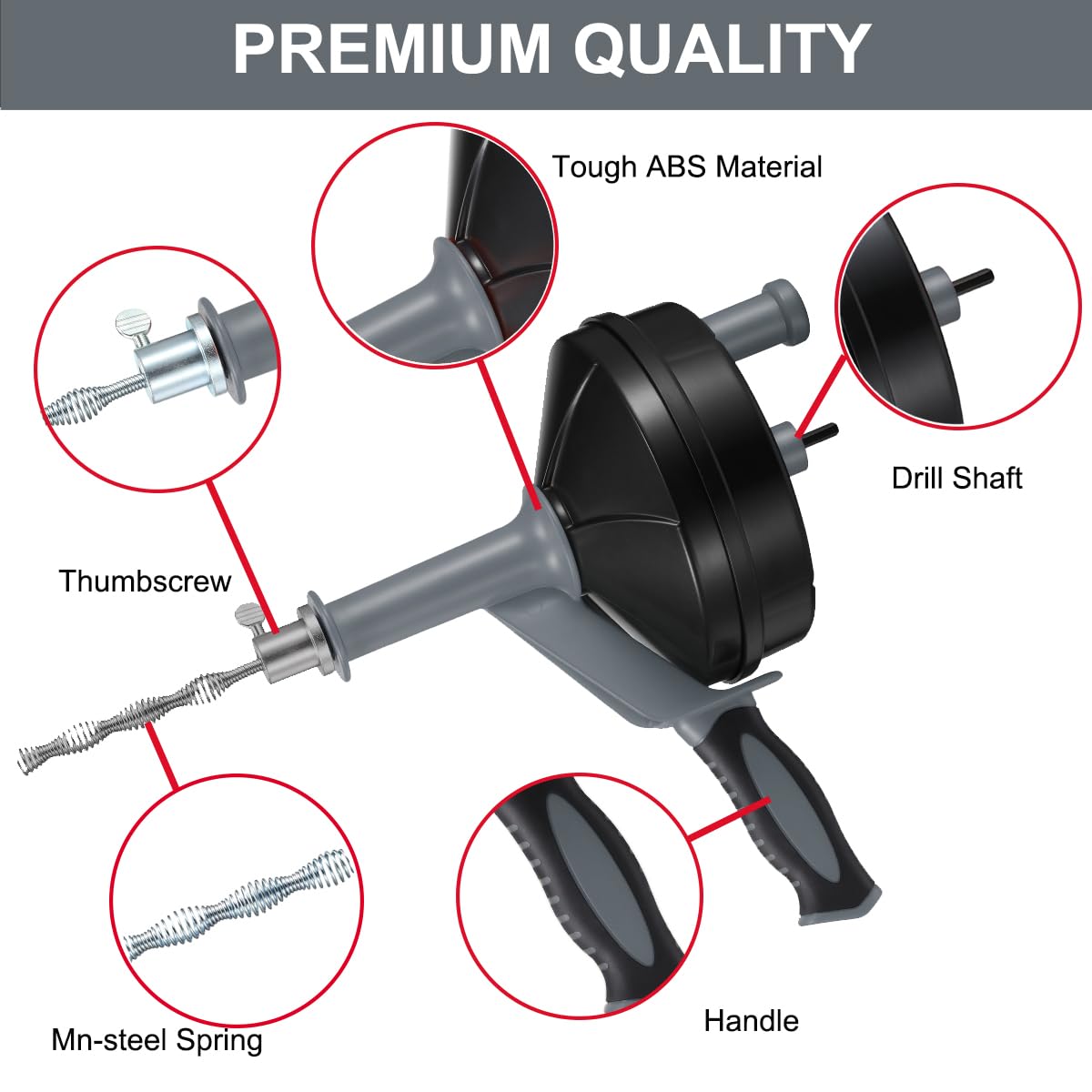 BACEYIOU drain auger with gloves ensures clean handling during unclogging.