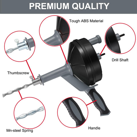 BACEYIOU drain auger with gloves ensures clean handling during unclogging.