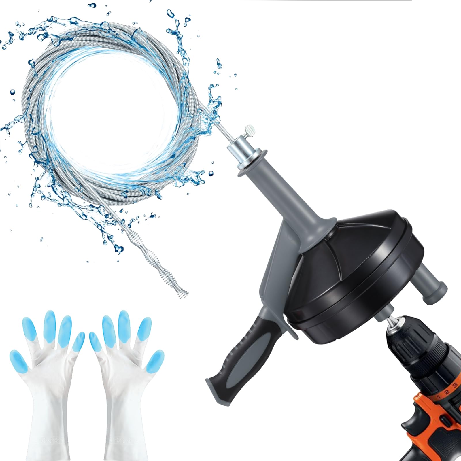 BACEYIOU drain auger kit cover keeps components organized and gloves included.