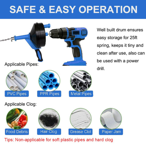 BACEYIOU drain auger packaging includes manual and usage tips.