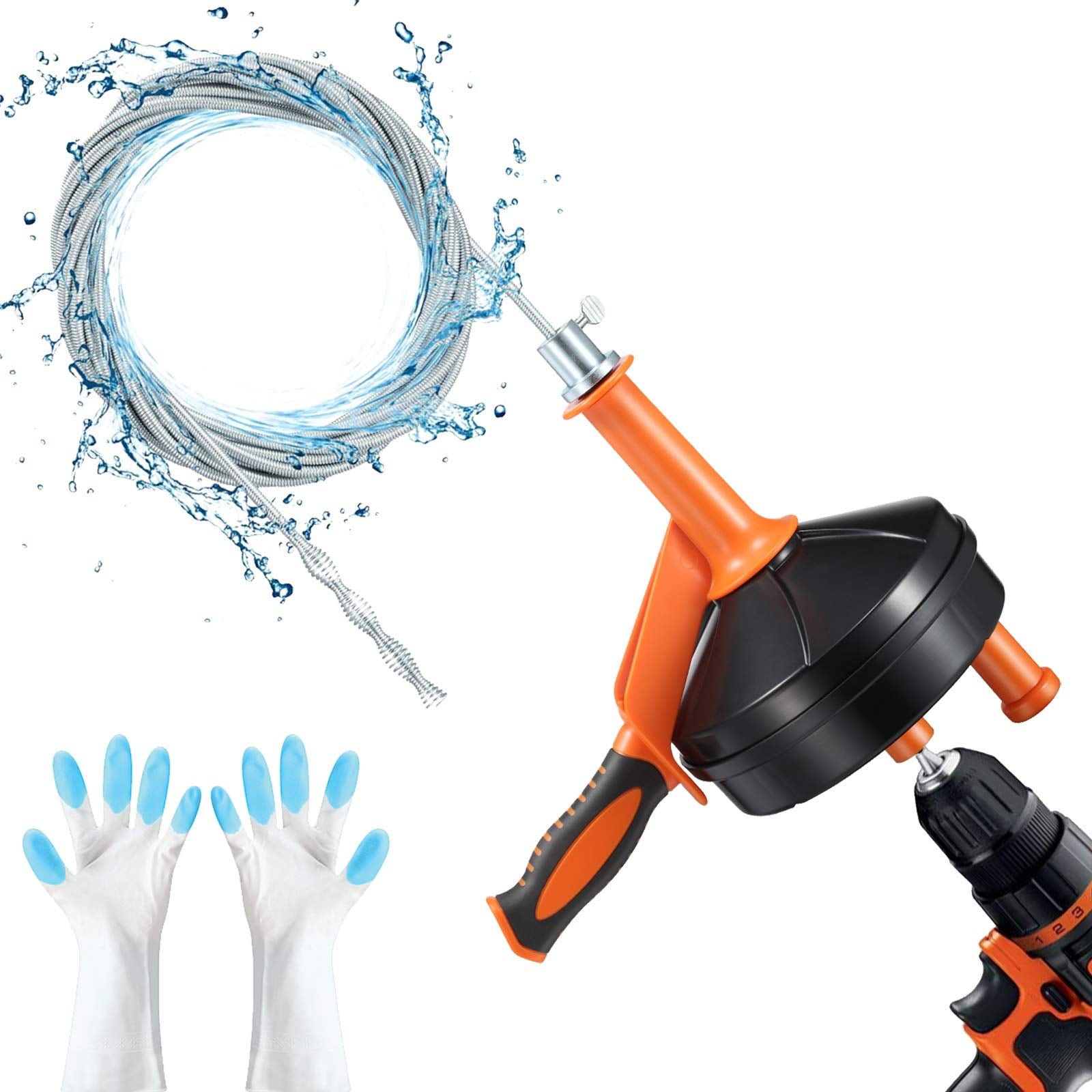 BACEYIOU drain auger with 25 ft cable clears kitchen sink clogs effectively