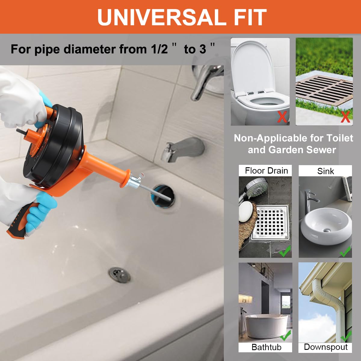 BACEYIOU drain auger includes gloves for cleaner hands during use