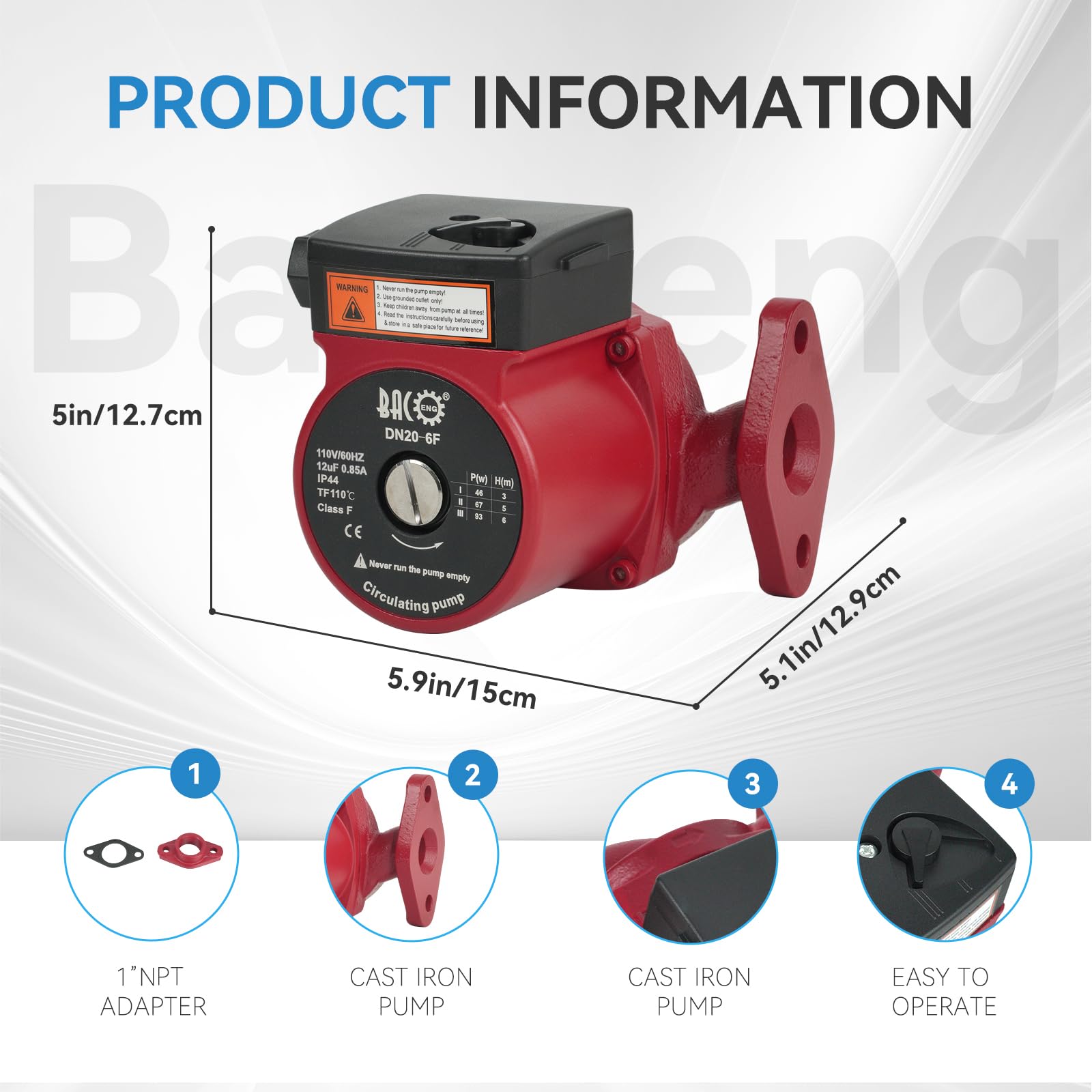 BACOENG hot water pump operating quietly at low noise