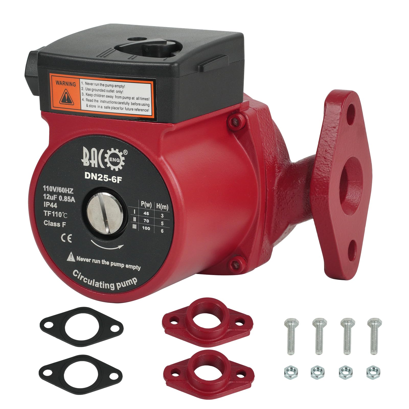 BACOENG 110V hot water recirculating pump side view highlighting compact design