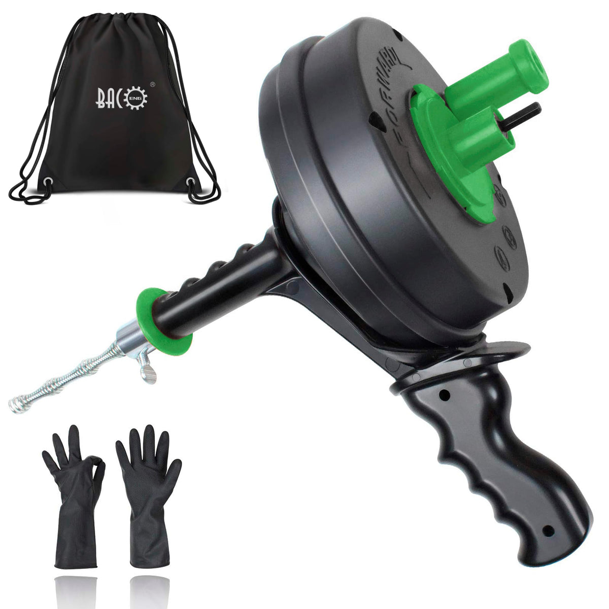 BACOENG 25ft drain auger cable ready for heavy-duty clogs under sinks.