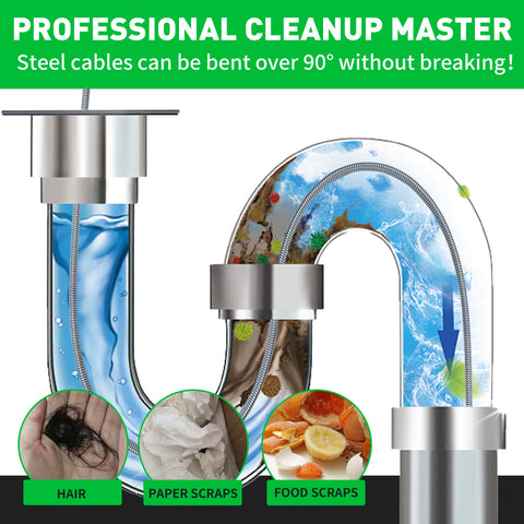 BACOENG drain auger in manual use for precise clog clearing and hair removal.