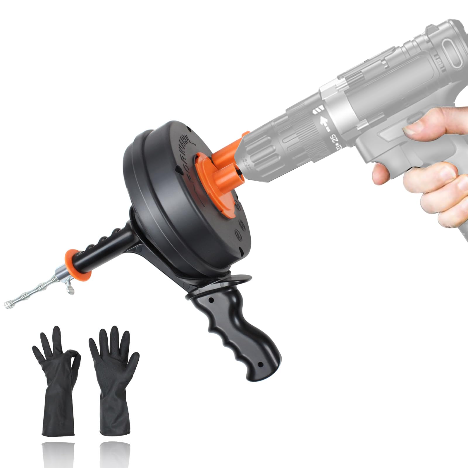 BACONG drain snake with drill adapter enables powered clog removal.