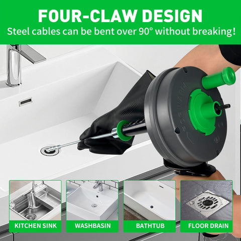 BACOENG drill adapter for auger enables faster, powered clog clearance.