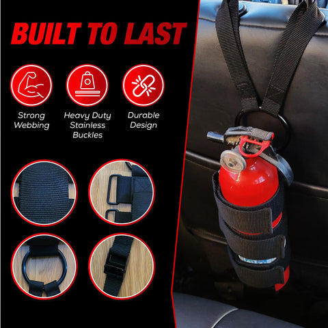 Badass Moto full-size fire extinguisher mount ready to hold larger capacity.