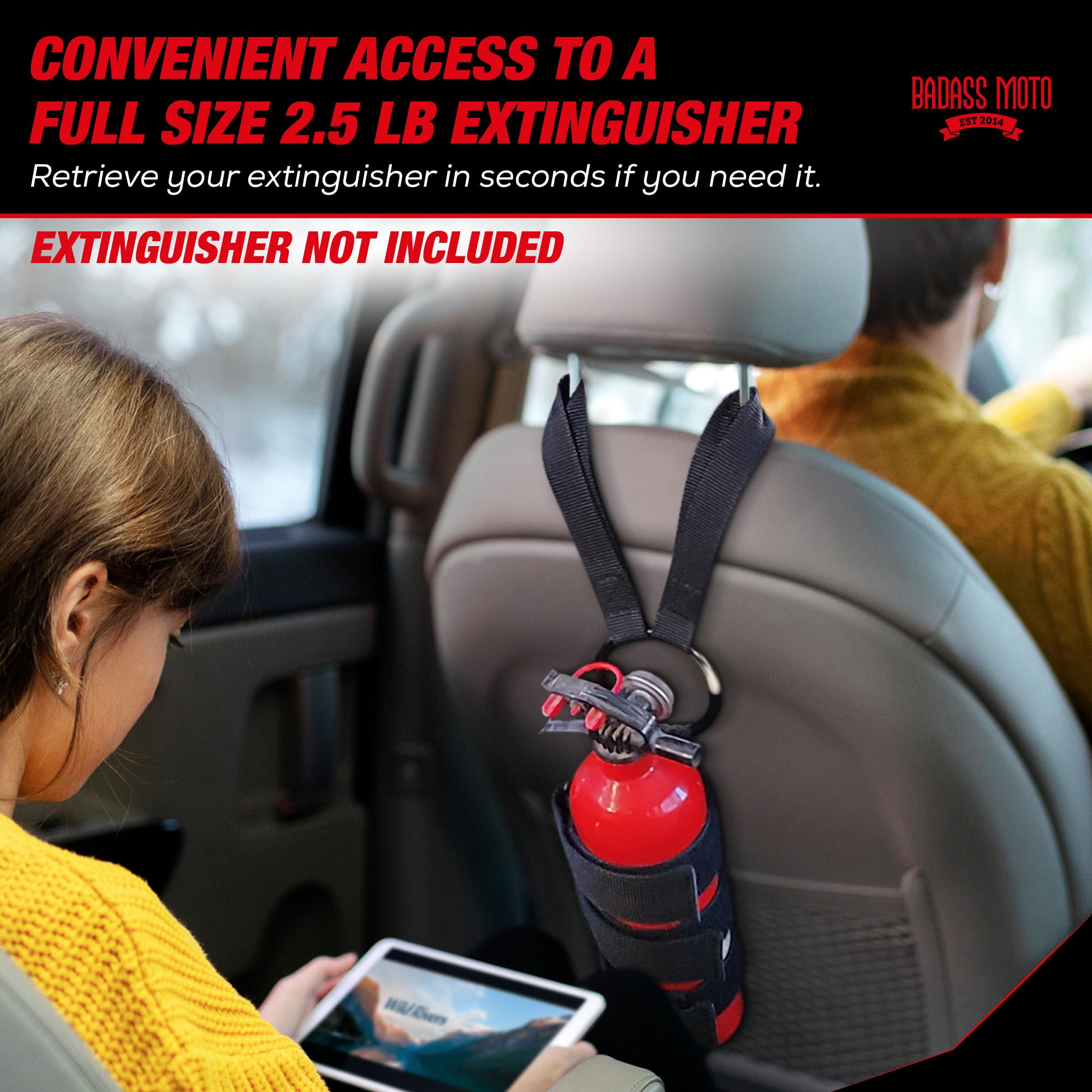Badass Moto headrest post attachment demonstrates quick, tool-free setup.