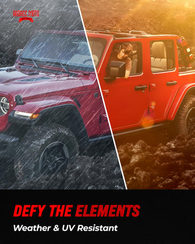 Jeep Wrangler with Badass Moto extinguisher mount on roll bar