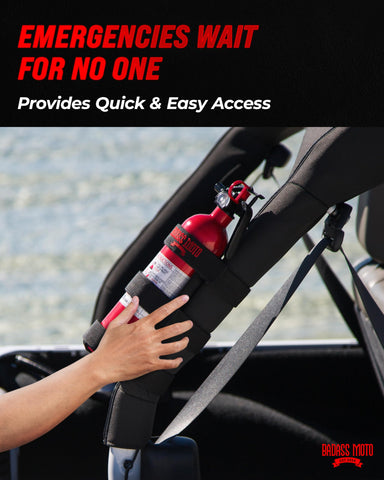 Easy-install fire extinguisher mount on jeep roll bar by Badass Moto