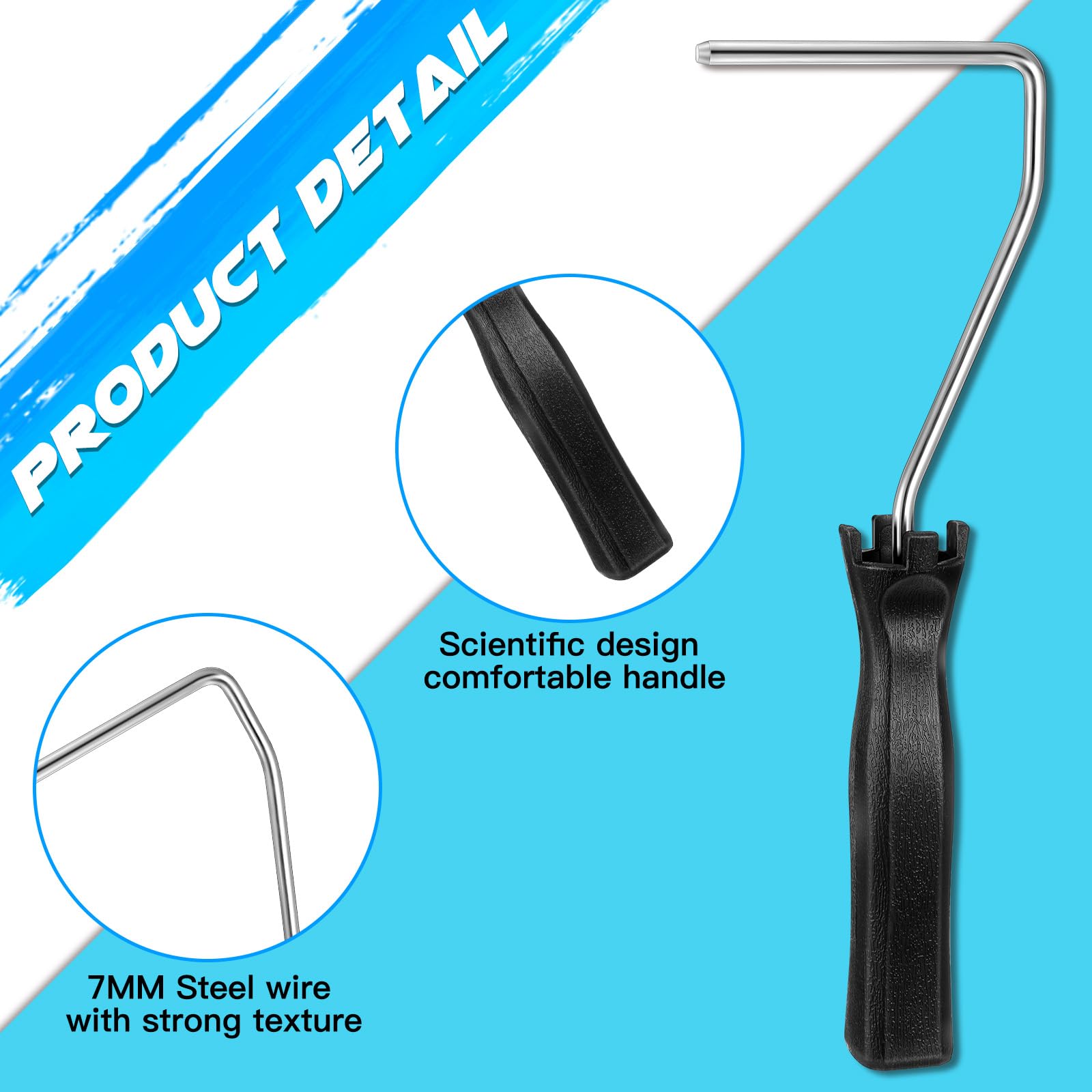 Baderke black mini roller handle with comfortable grip for extended use.