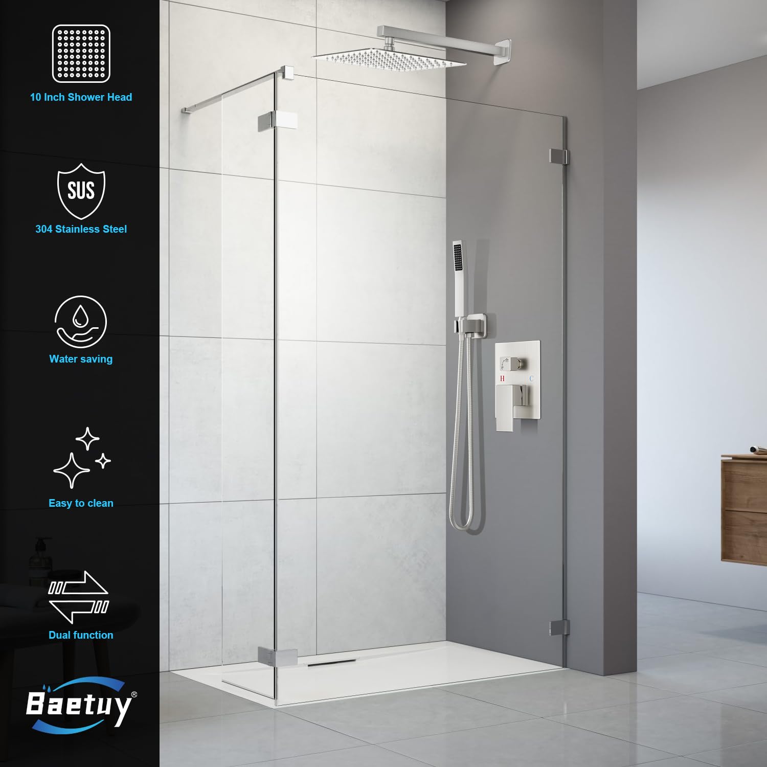 Baetuy brass mixing valve provides stable temperature control for showers.