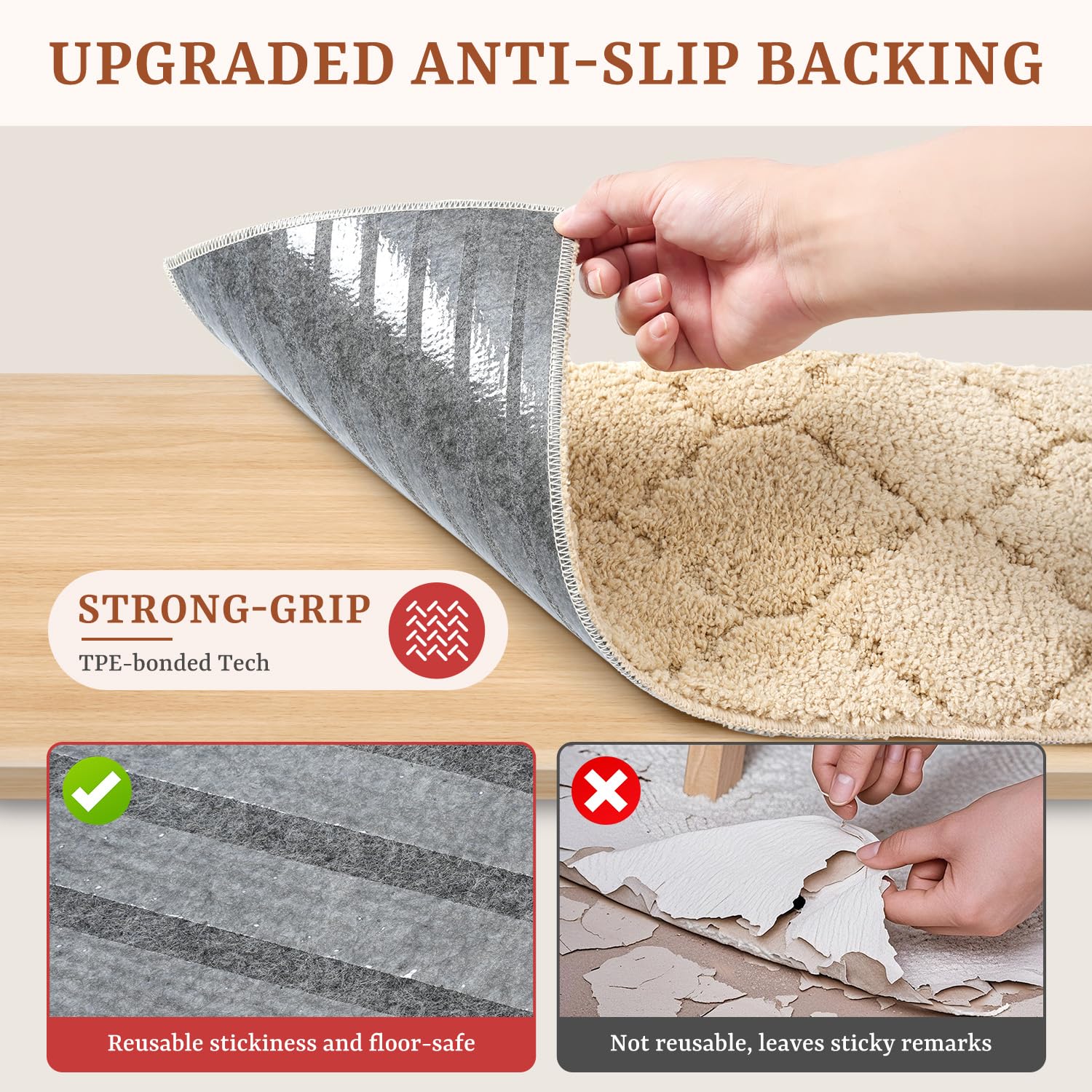 Bagail Basics warm sand color treads suit wood stairs beautifully.