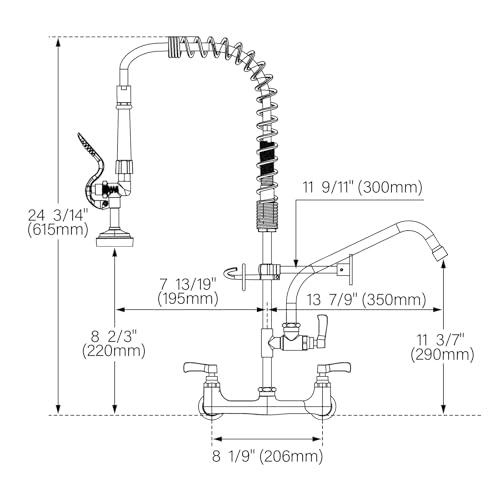 BAGNOLUX 25-inch height swing spout offers ample clearance for tall cookware.