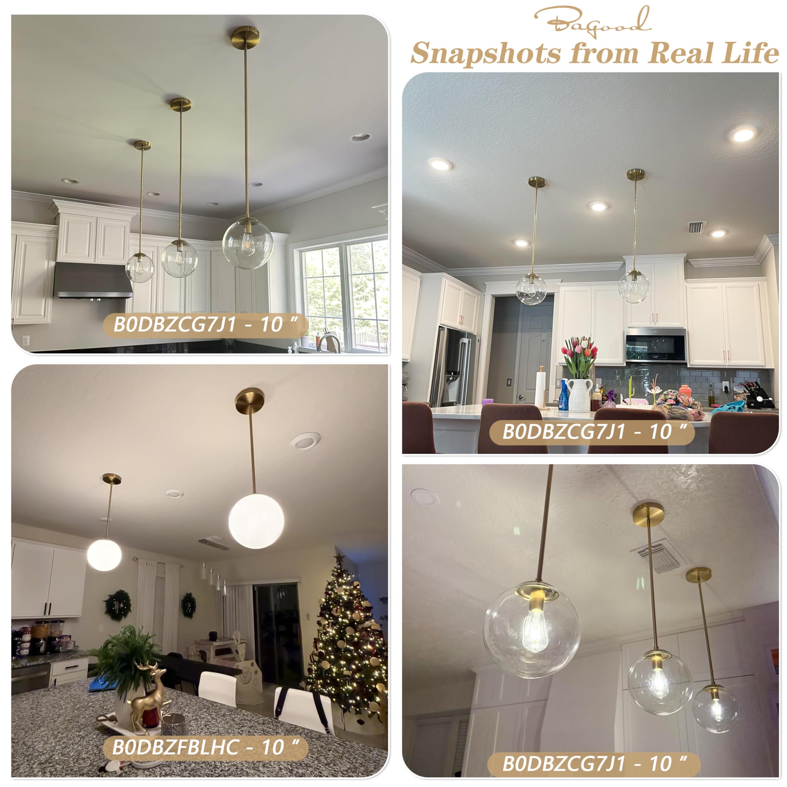 Bagood dimmable globe pendant suitable with dimmer switches for mood lighting