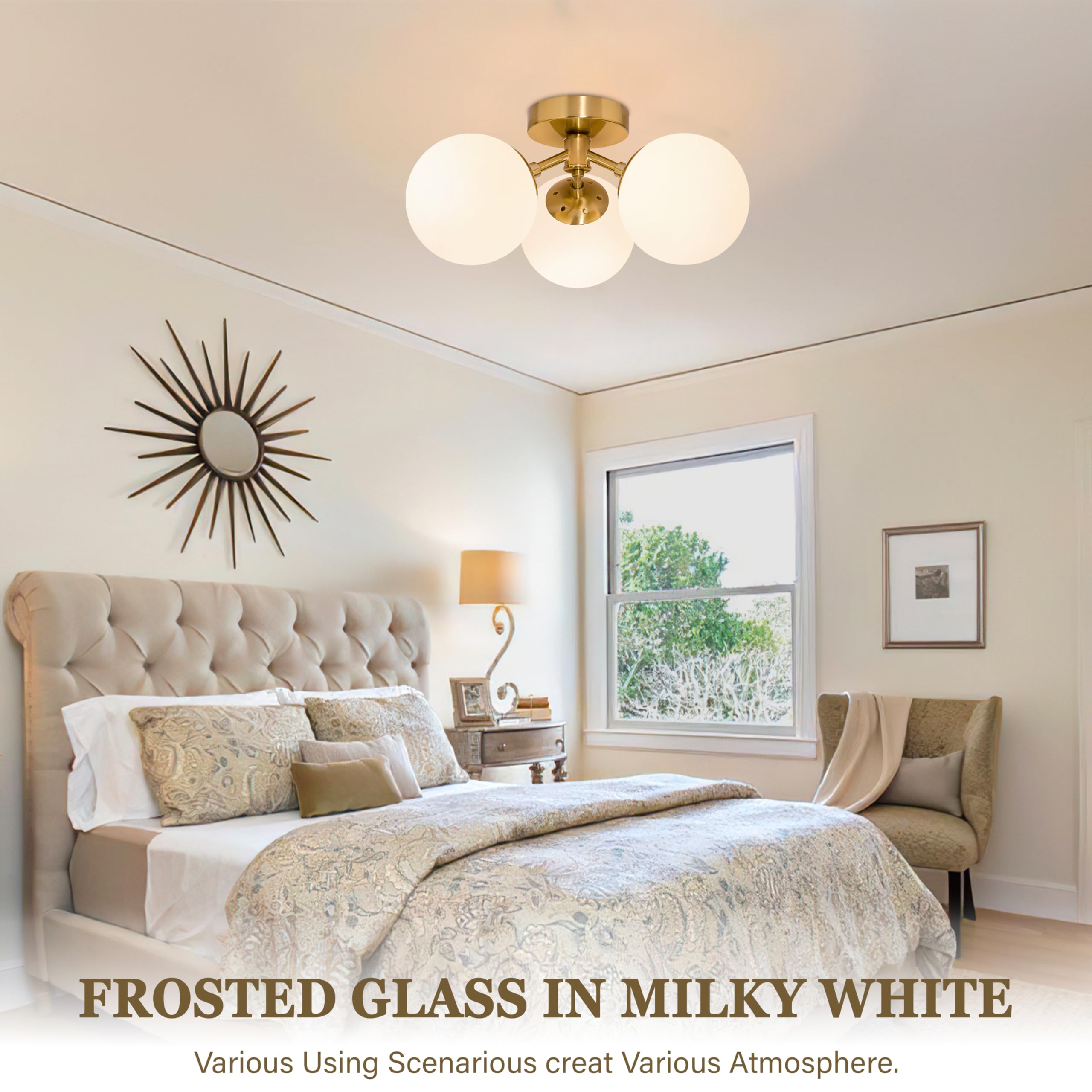 Bagood milk glass globes provide soft illumination ideal for bedrooms and lounges.