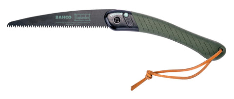 Bahco Laplander XT toothing close-up showing fast, clean cuts in wood and brush.