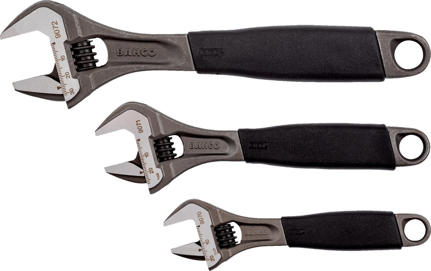 Bahco adjustable wrench jaw closeup highlights precise fit for tight spaces