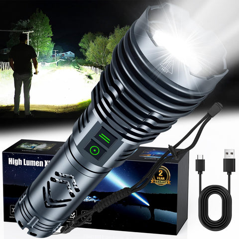 Baibian rechargeable flashlight zoom beam for long-range illumination during outdoor nights
