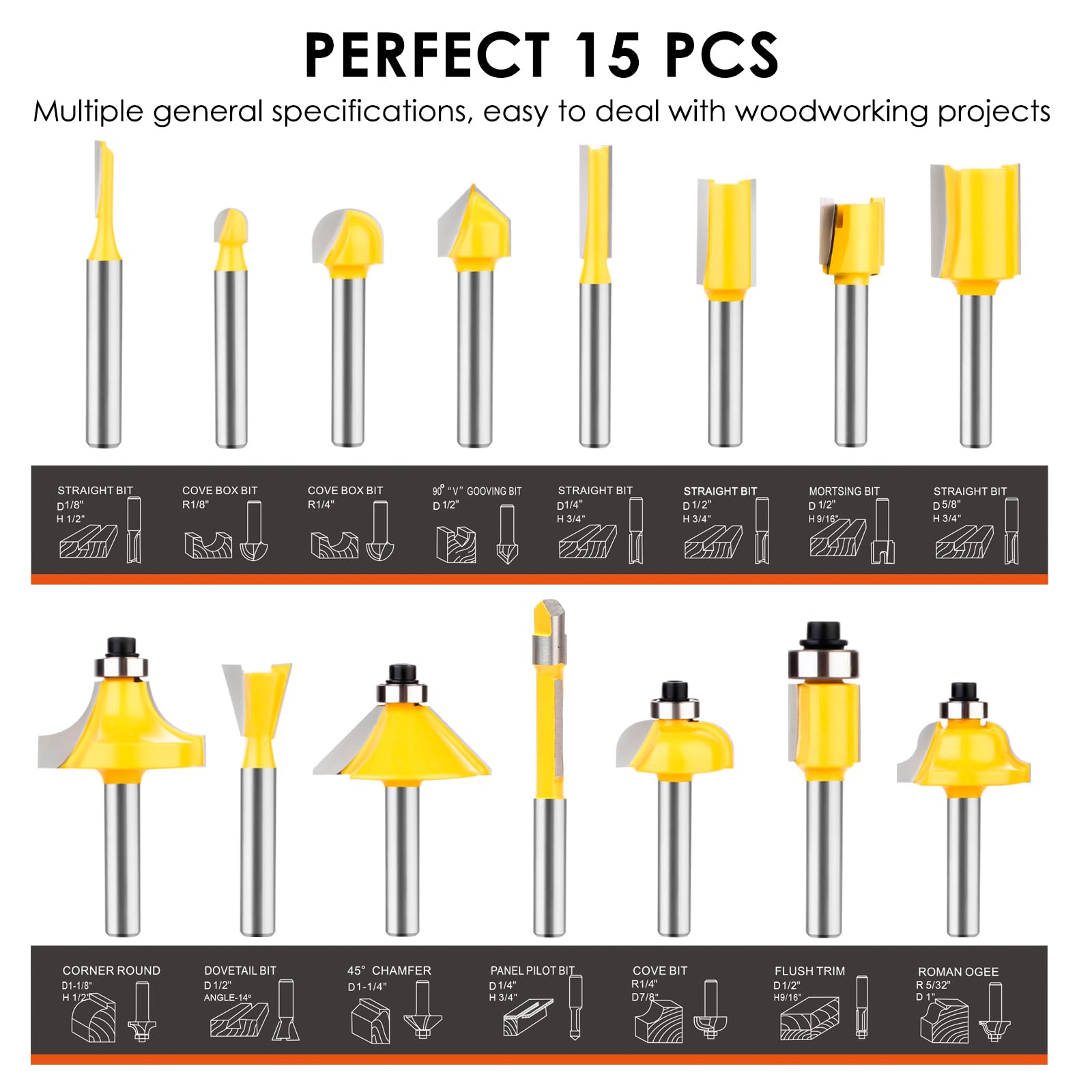 BAIDETS router bits set dovetail 1/2 for precise joinery.