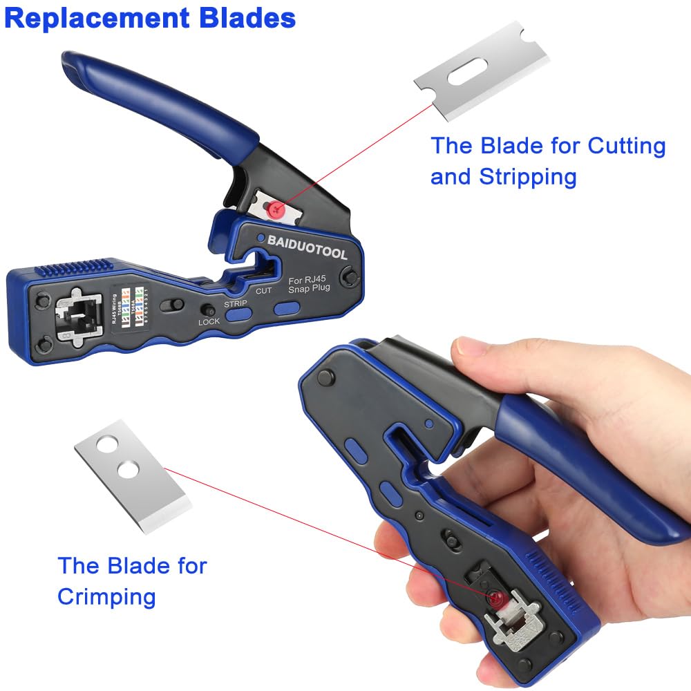 BAIDUOTOOL 50-pack pass-through connectors for easier terminations.