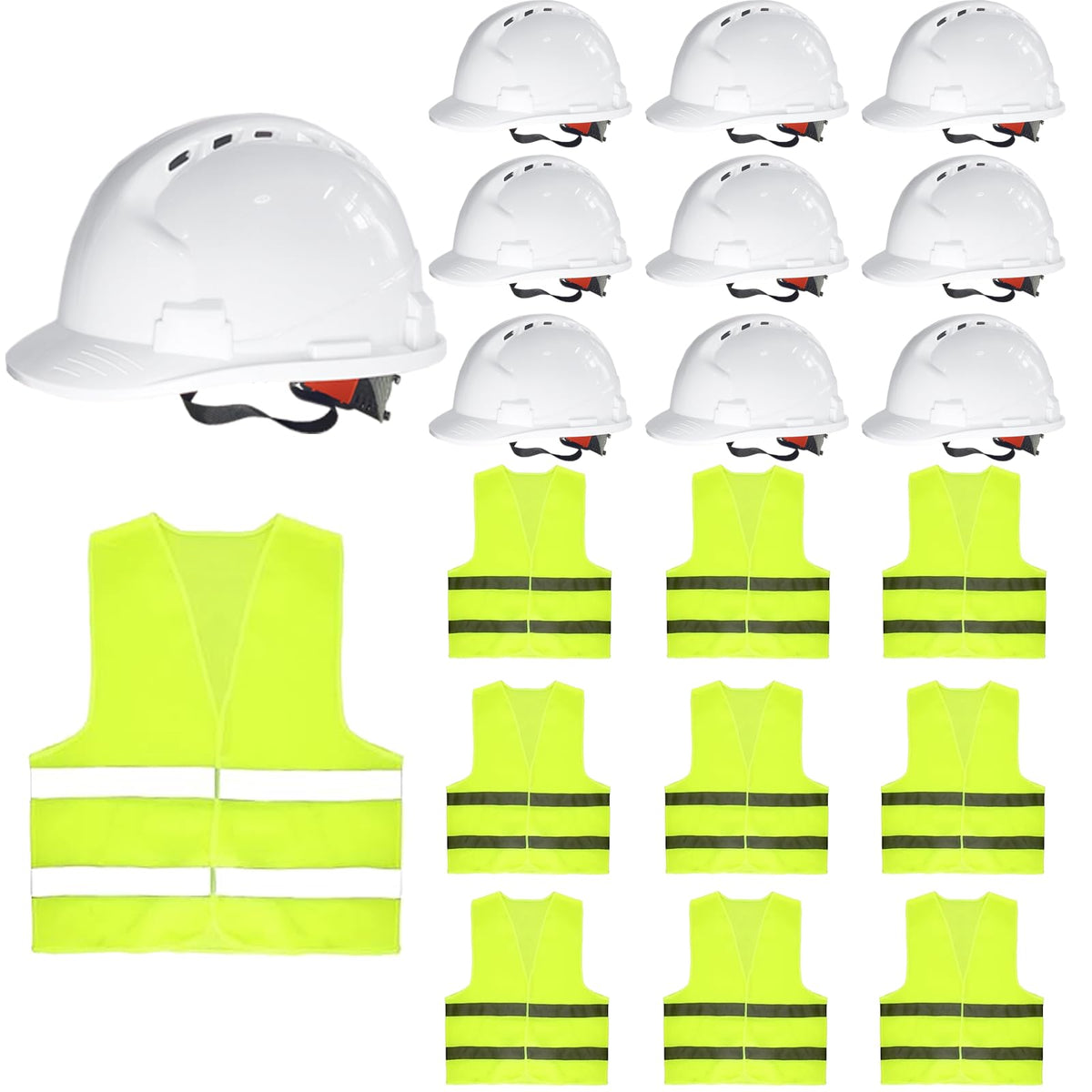 Bailiyake 12-pcs hard hats with 4-point suspension for dependable head protection on worksites.