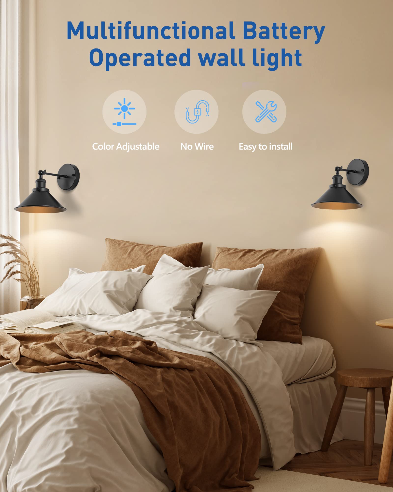 Bailoch easy-install sconce on smooth surfaces without wiring.