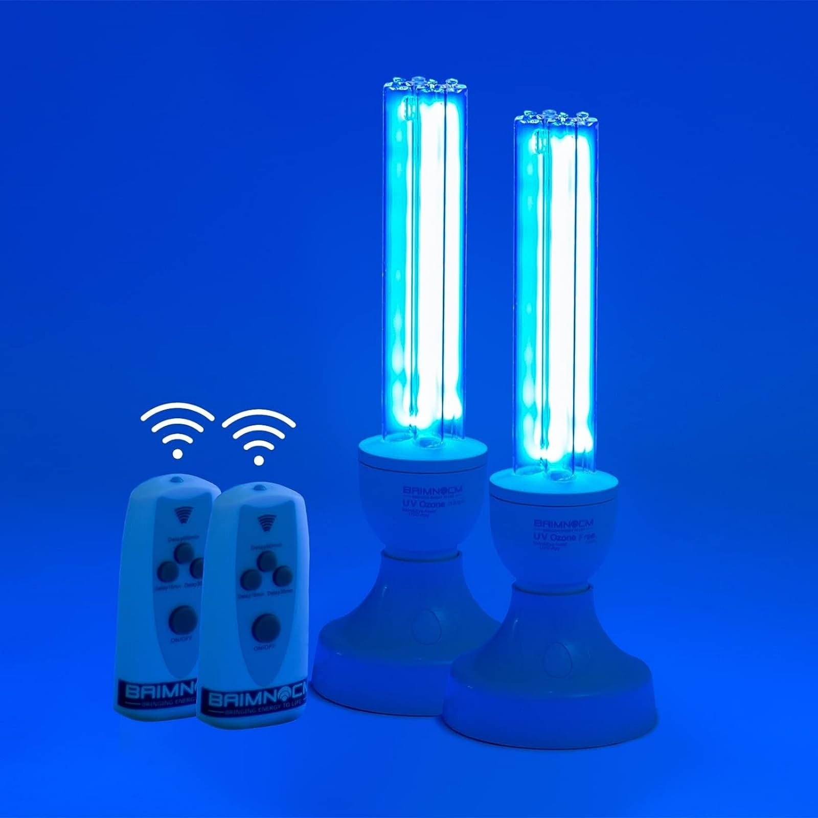BAIMNOCM UV light with E26 base ready for home disinfection in a living room