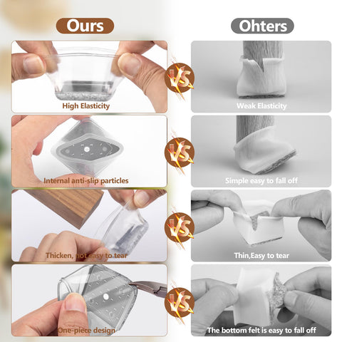 BAIPOK chair leg protector with 2mm inner wall offers stronger abrasion resistance.