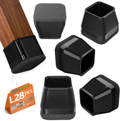 BAIPOK square chair leg protector with wrapped felt bottom for floor protection