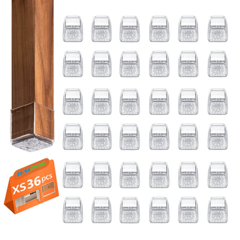 BAIPOK square chair leg protectors in clear finish protect hardwood floors.
