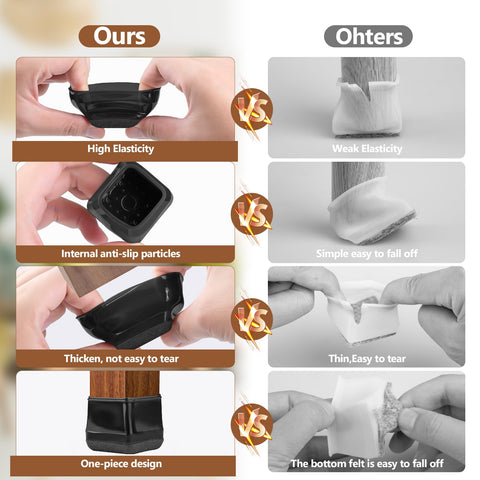 BAIPOK transparent chair leg protector blends with legs for discreet protection