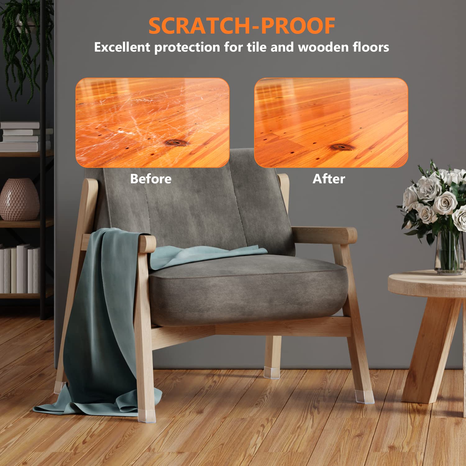 BAIPOK transparent silicone caps blend with natural furniture color