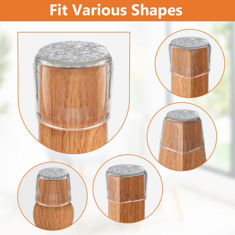 BAIPOK silicone chair leg caps with integrated felt for floor protection