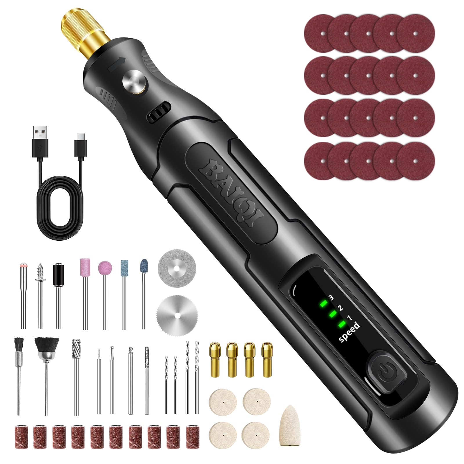 BAIQI mini electric rotary tool with ergonomic grip for precise crafting