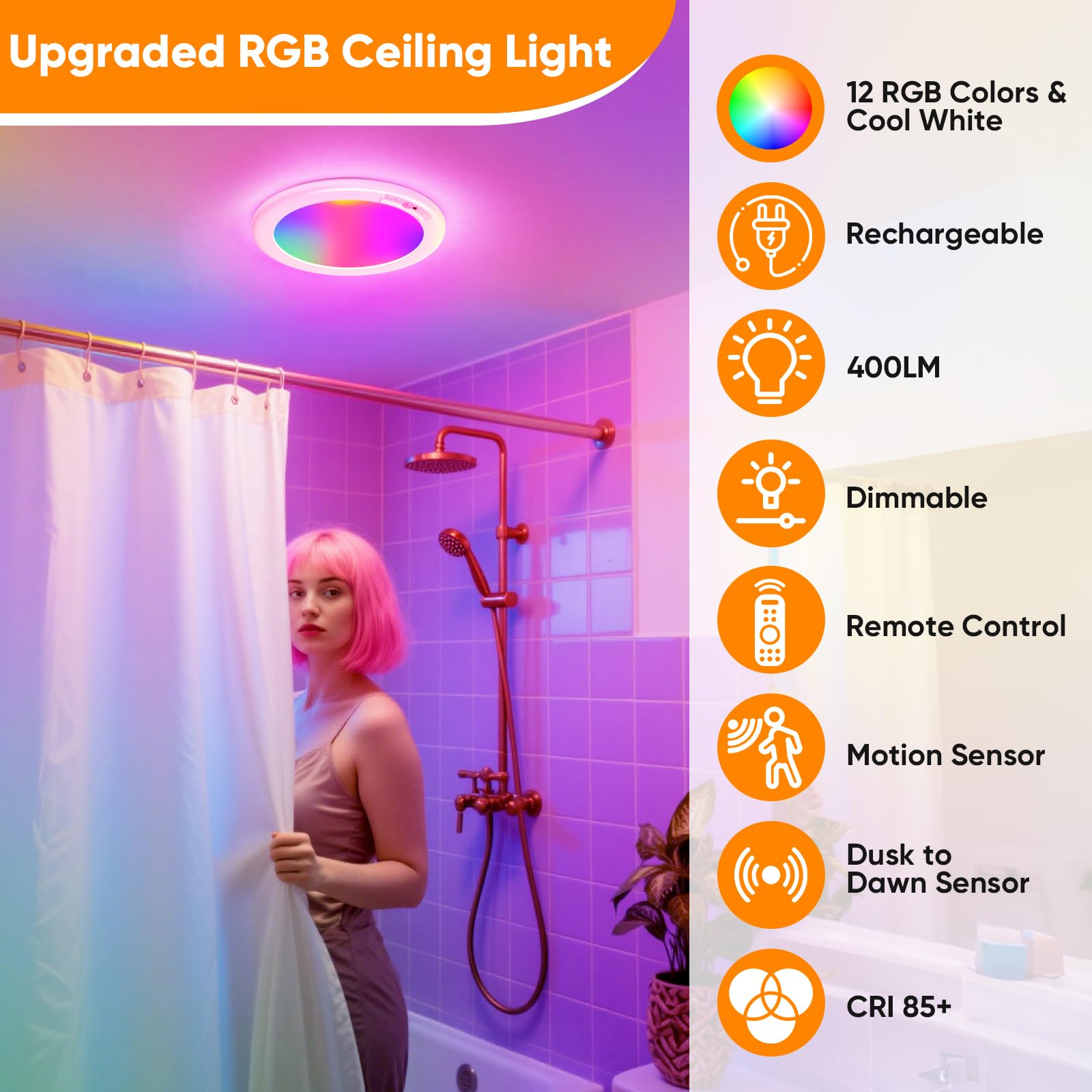 Bairth 12 RGB colors with cool white mode for mood lighting and ambiance