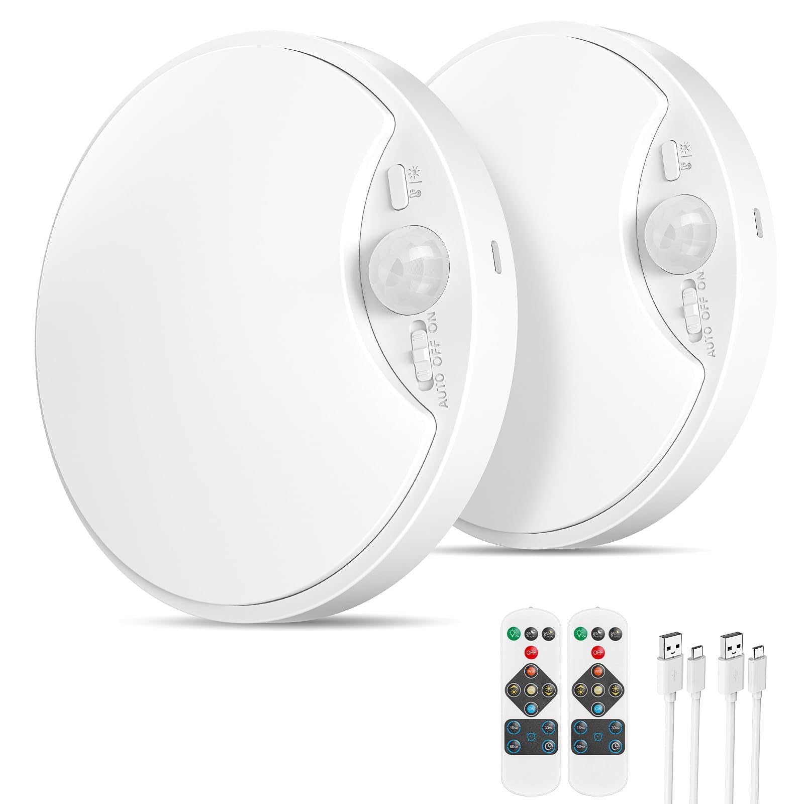Bairth 2-pack wireless ceiling light mount shows easy magnetic installation.