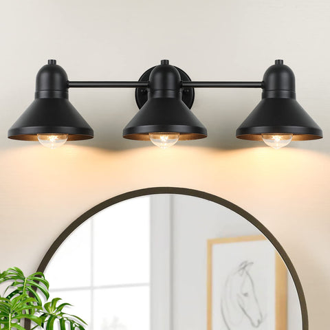 Bairth bathroom 3-light vanity fixture providing ample task lighting for mirrors.