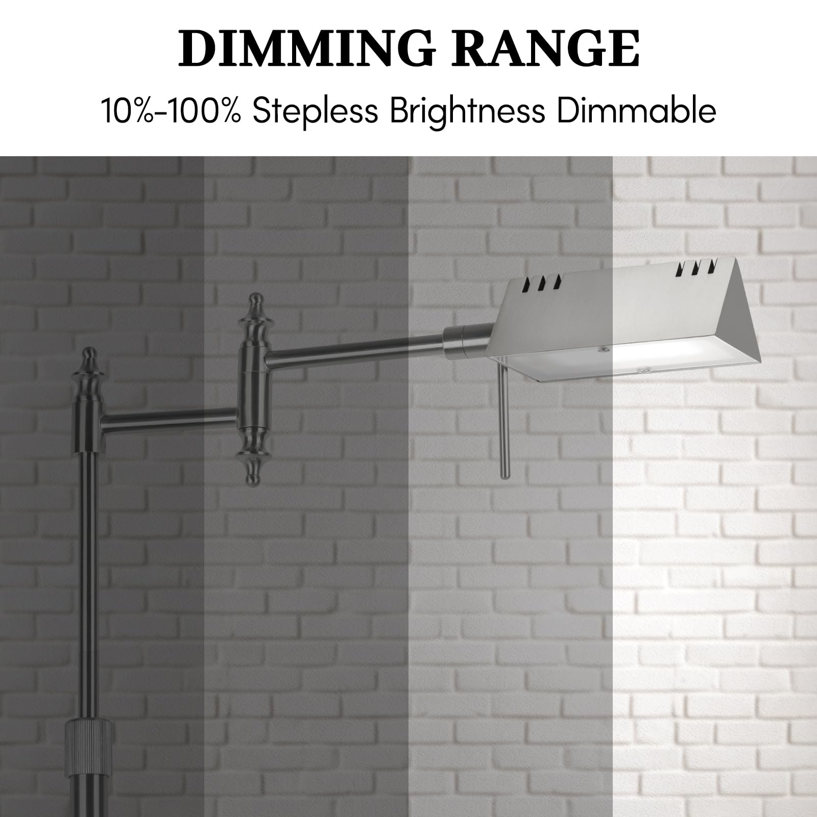Bairth dimmable floor lamp with 360 degree swing arm directs light precisely