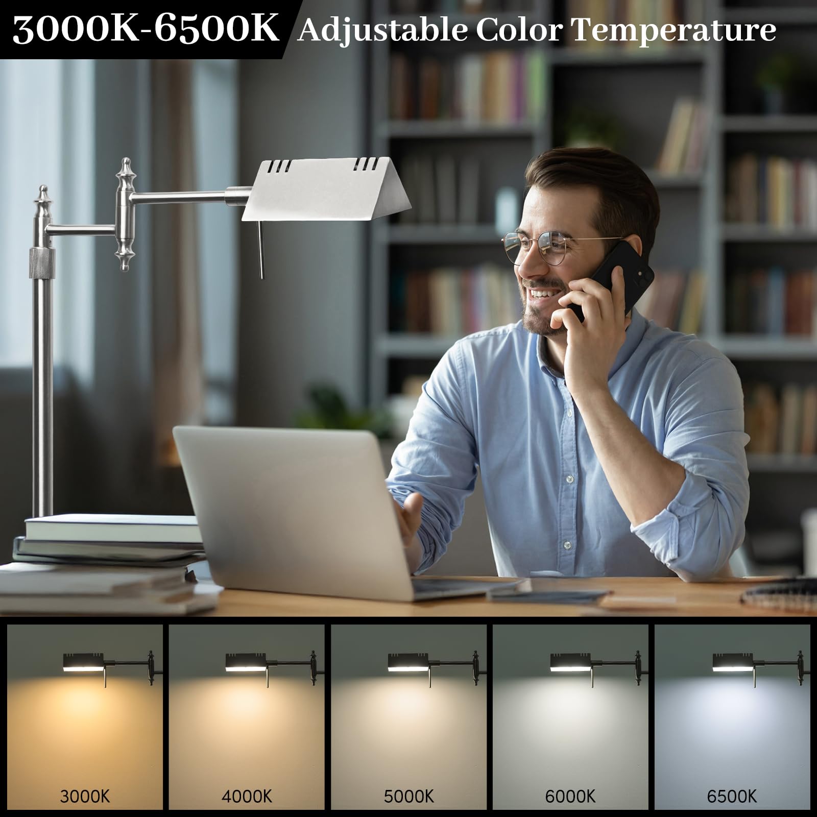 Bairth floor lamp height adjusts 48 to 54 inches for comfort