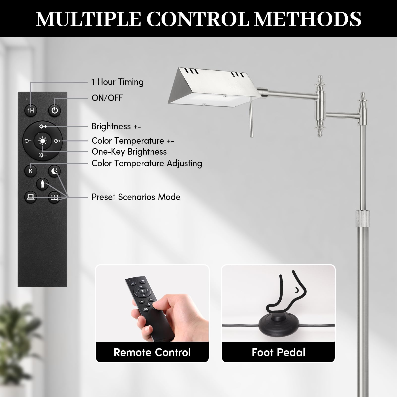 Bairth lamp's magnetic remote sticks on the pole for quick access