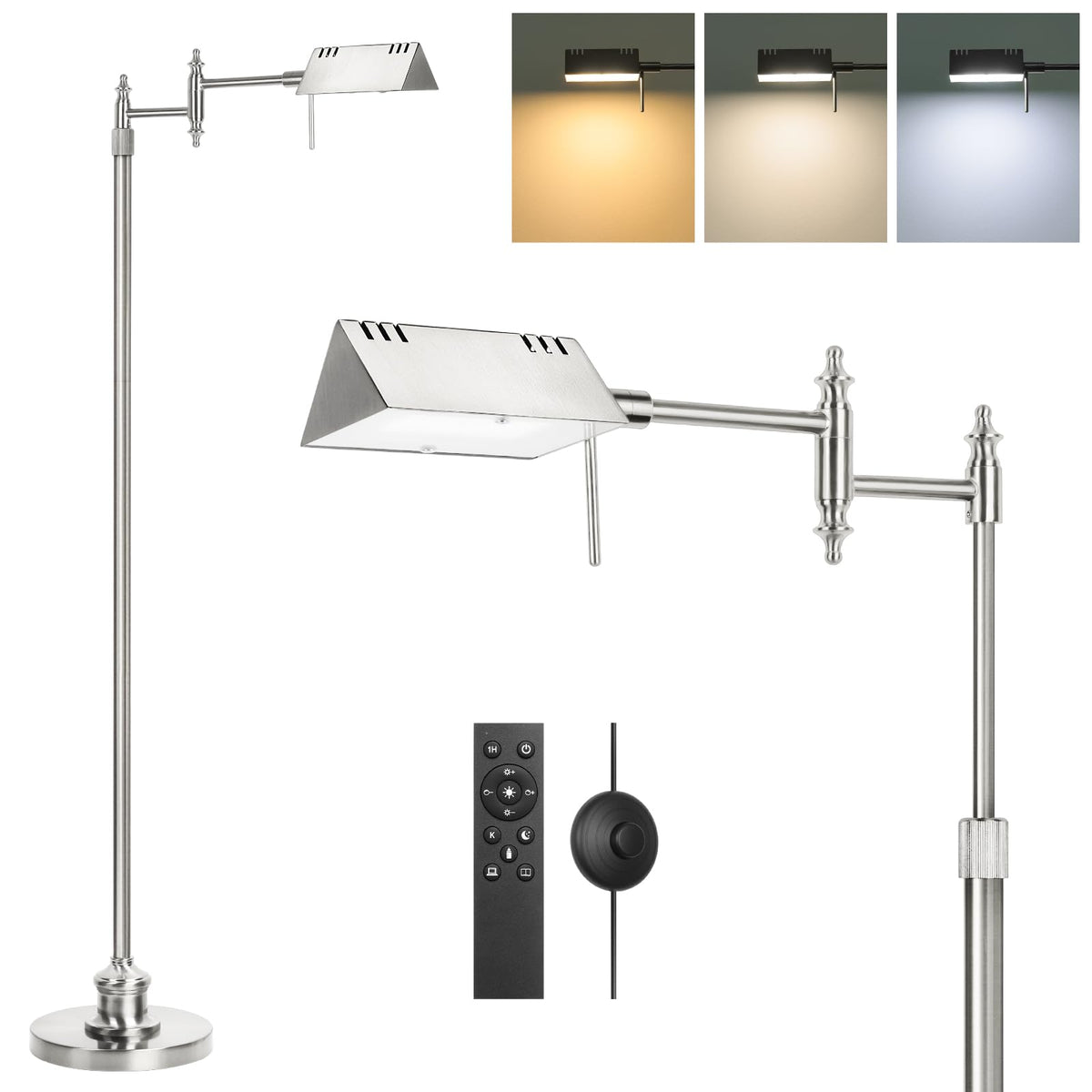 Bairth dimmable floor lamp with remote for effortless light control during reading