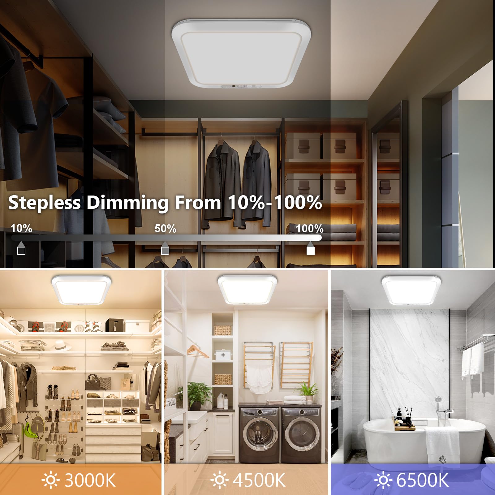Bairth dimmable LED shower light adjusts color temperature for bath tasks.