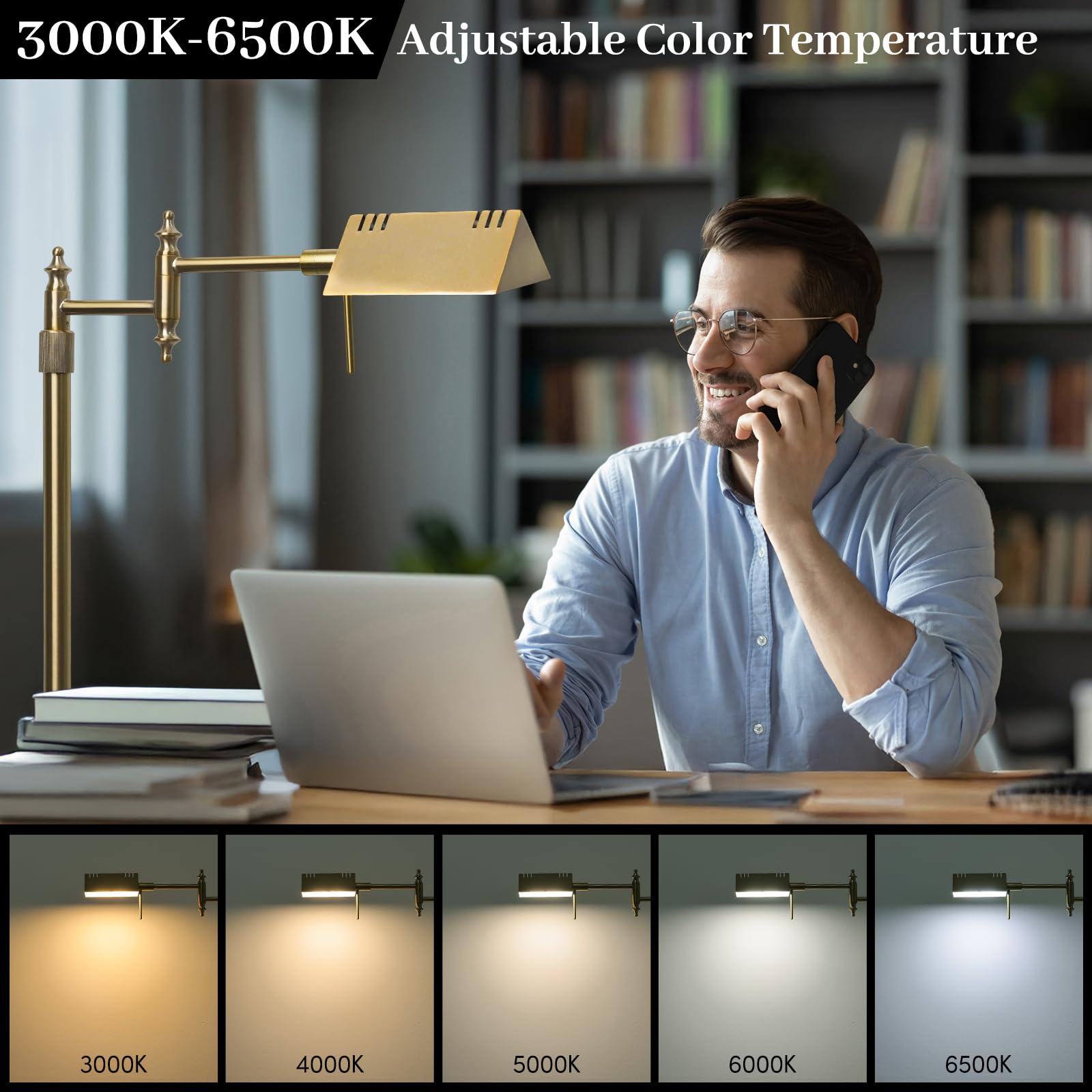 Bairth height-adjustable lamp from 48 to 54 inches fits various spaces.