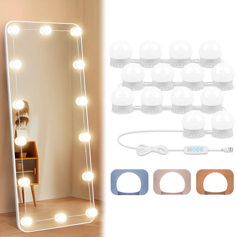 Bairth LED vanity lights close-up showing even glow for makeup prep.